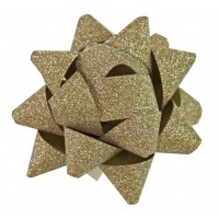 Poly Glitter Medium Gold Bows 50mm (50)  BPGMDG